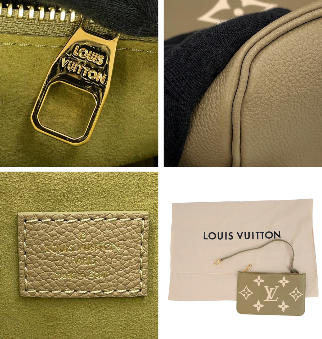 LOUIS VUITTON Neverfull MM Khaki Monogram Empreinte Leather Bag