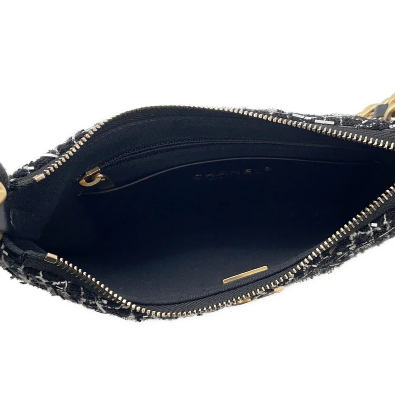 CHANEL Small Hobo Tweed Lambskin Bag