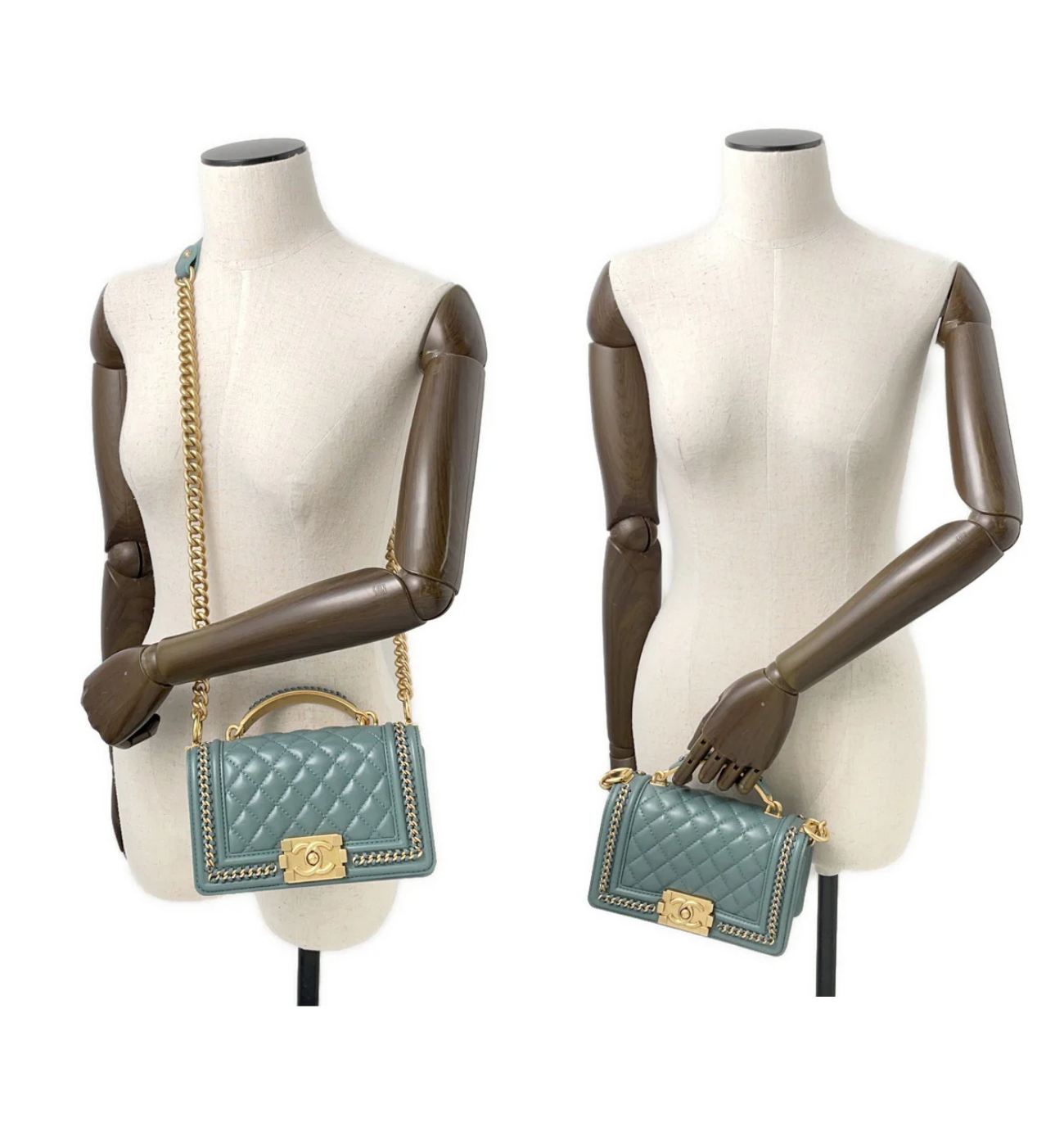 CHANEL Boy Chanel 20 Blue & Green Lambskin Bag