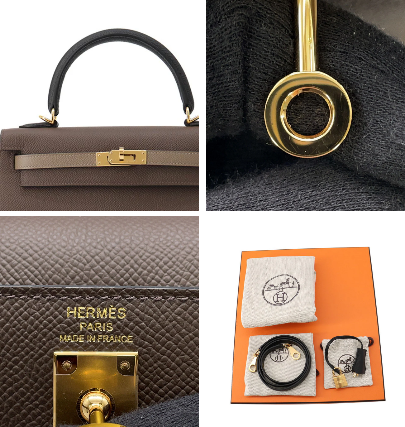 HERMES Kelly 25 Sellier Tricolor Epsom