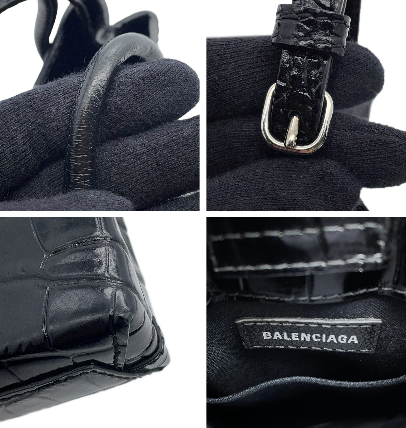 BALENCIAGA Black Leather Phone Holder