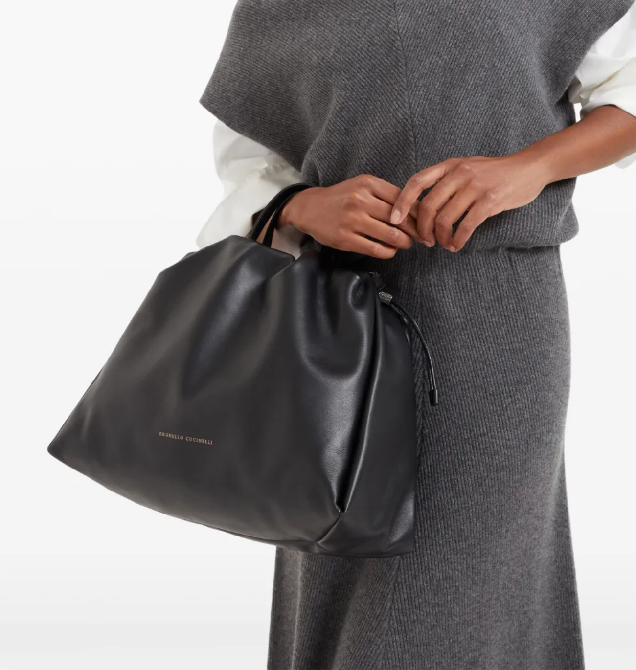 BRUNELLO CUCINELLI Large Mellow Leather Tote Bag