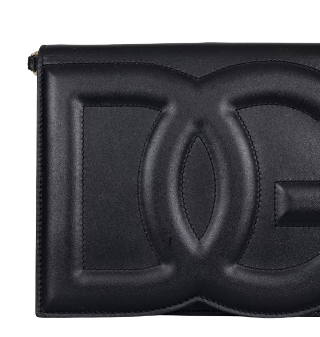 DOLCE & GABBANA Black Calfskin DG Logo Crossbody Bag