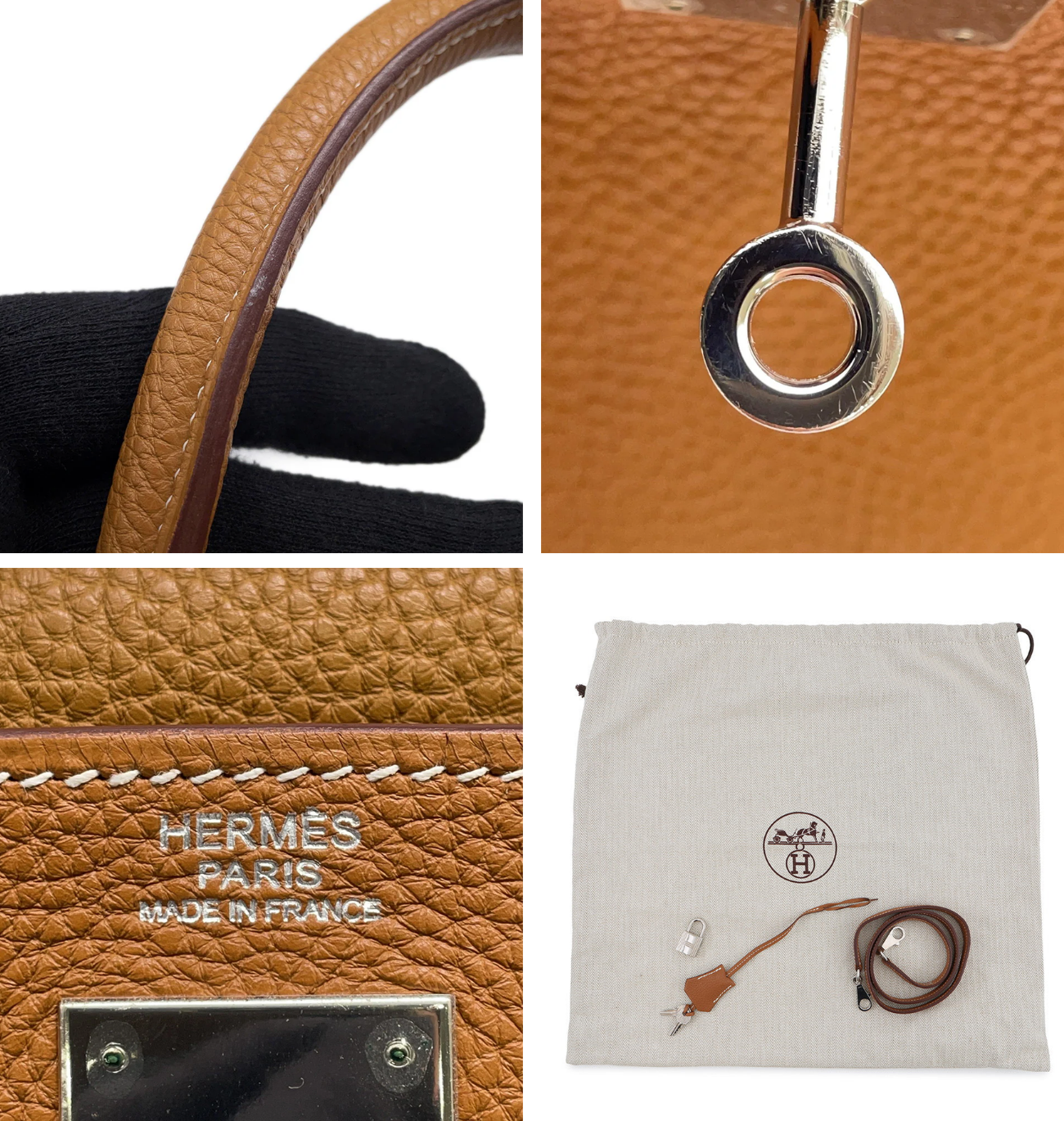 HERMES Kelly 32 Retourne Gold Togo Leather