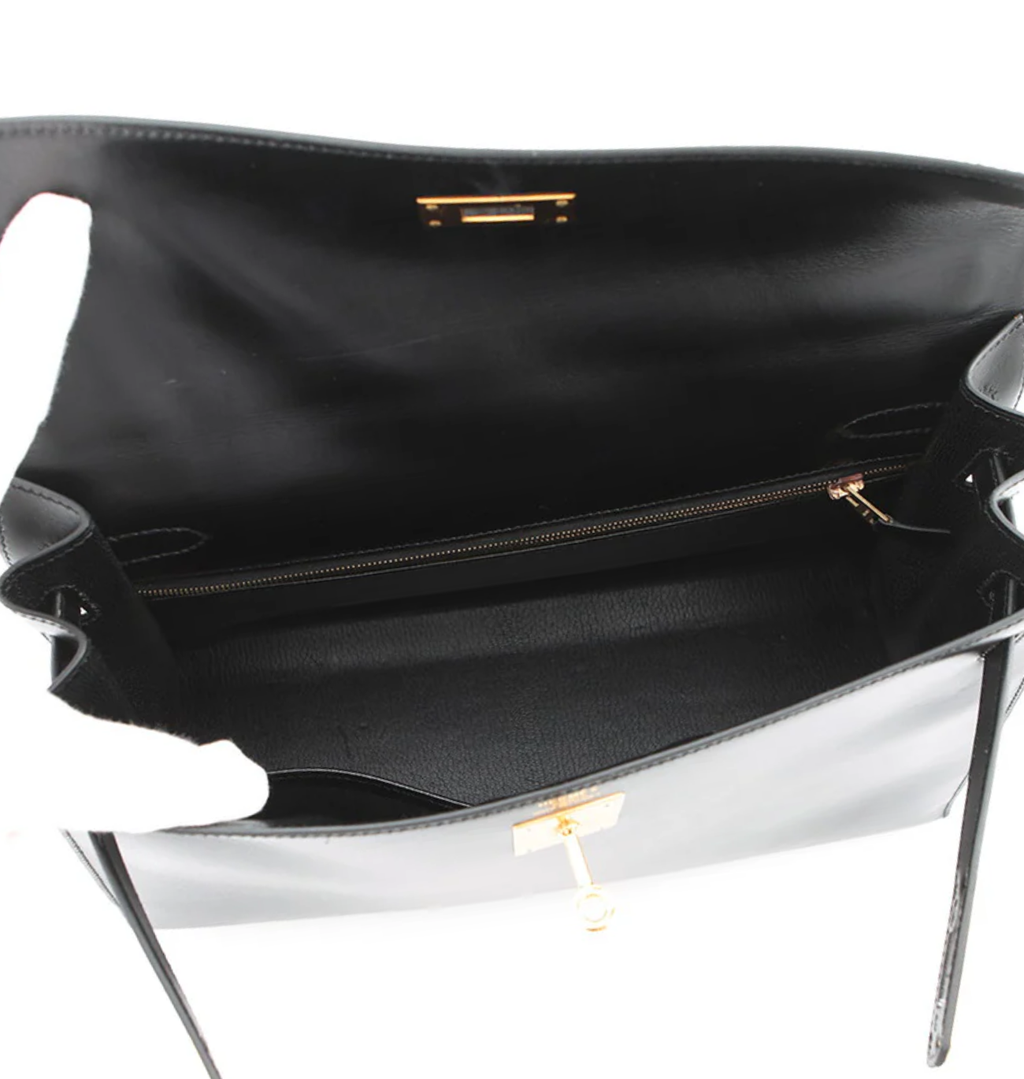 HERMES Kelly 32 Sellier Black Box Calf Leather