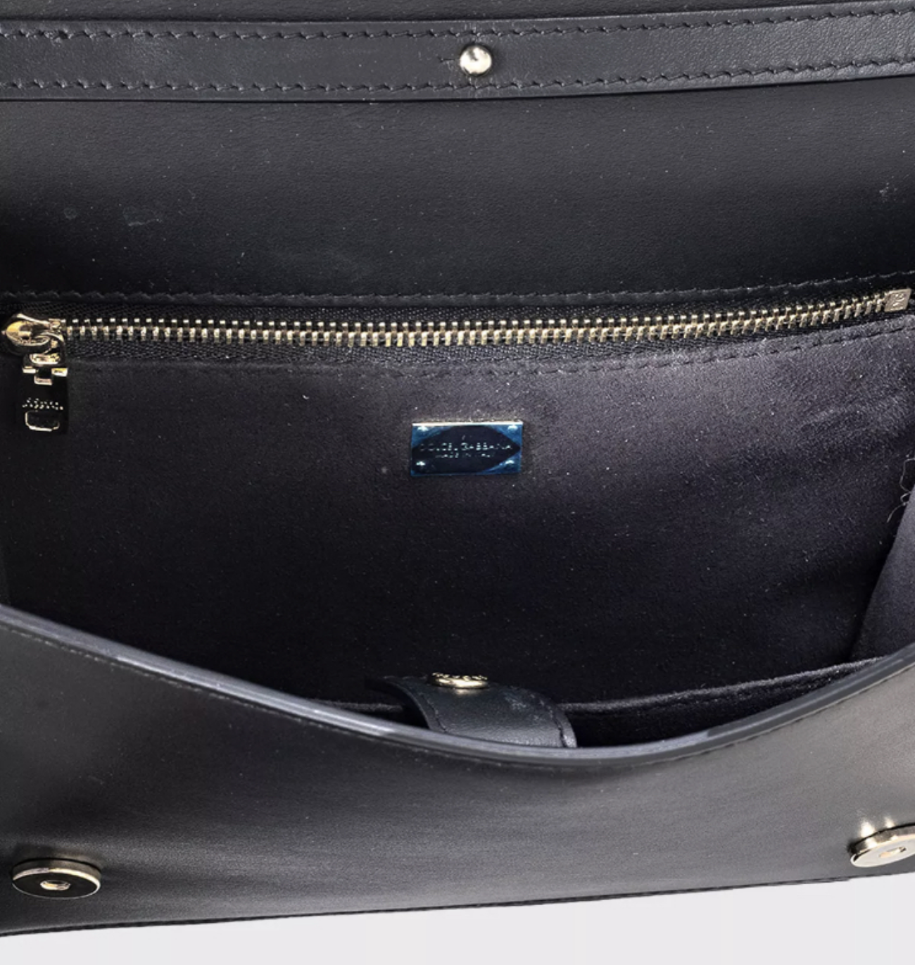 DOLCE & GABBANA Black Calfskin DG Logo Crossbody Bag