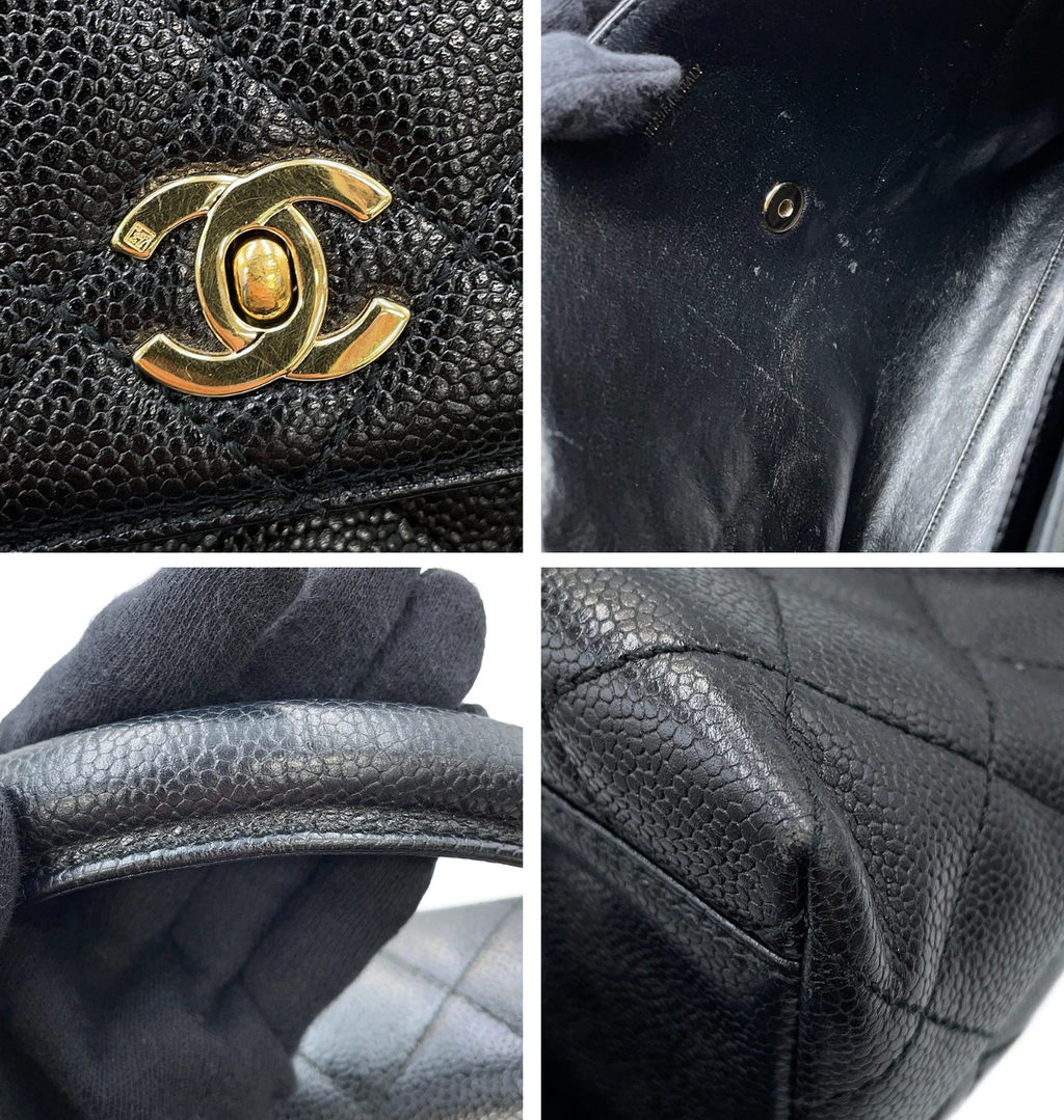 CHANEL Matelasse Caviar Leather Top Handle Bag