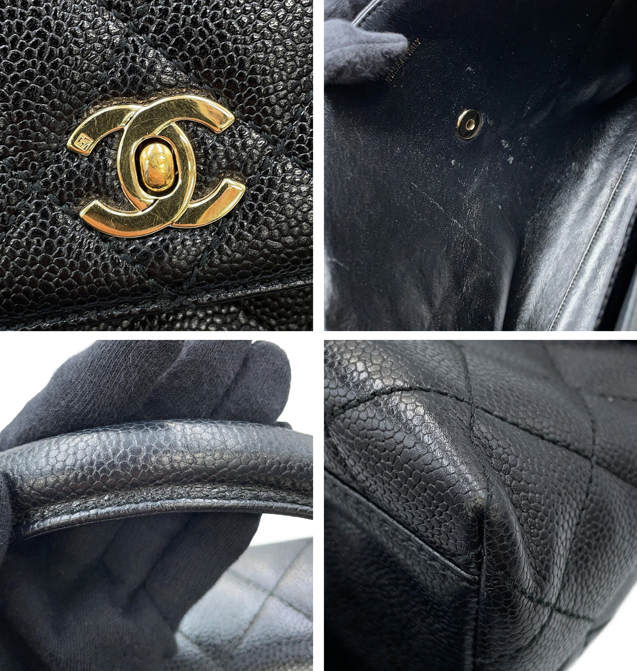 CHANEL Matelasse Caviar Leather Top Handle Bag