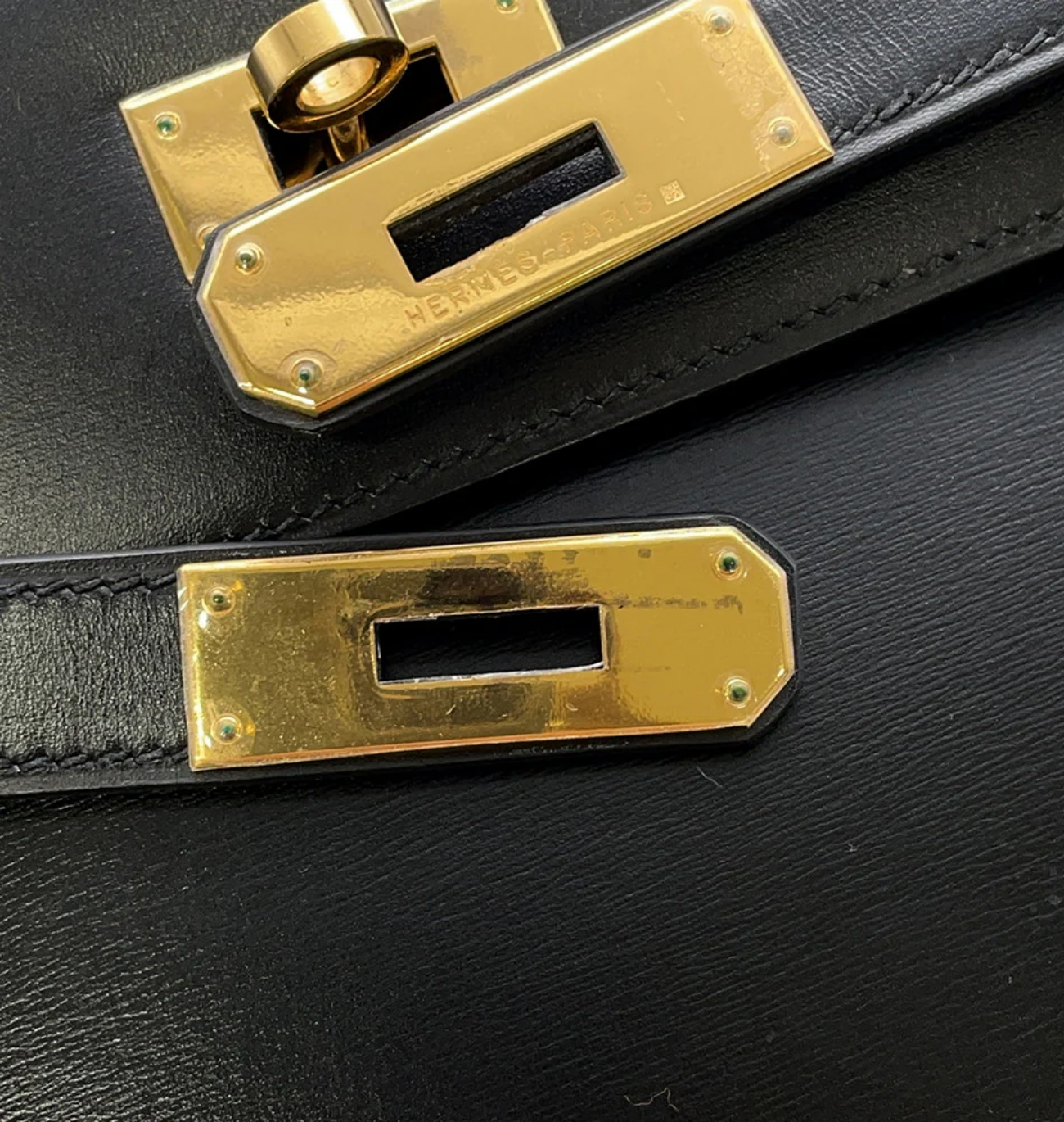 HERMES Kelly 32 Sellier Black Box Calf Leather