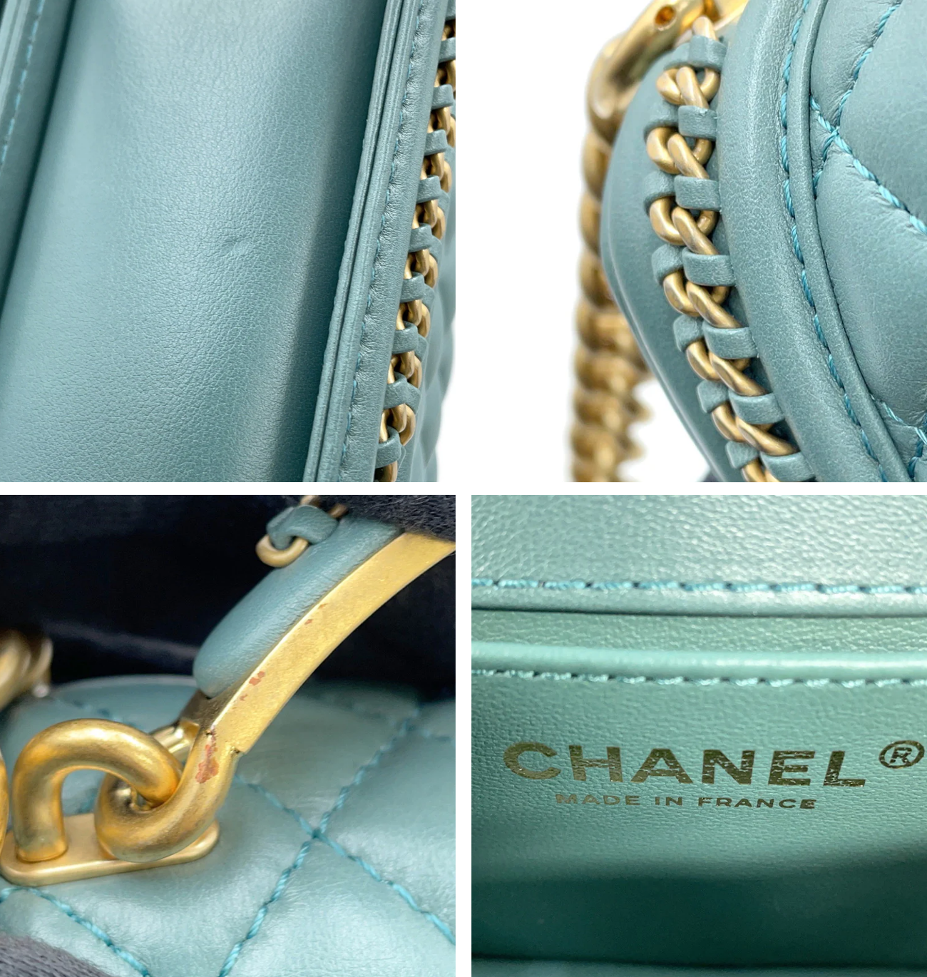 CHANEL Boy Chanel 20 Blue & Green Lambskin Bag