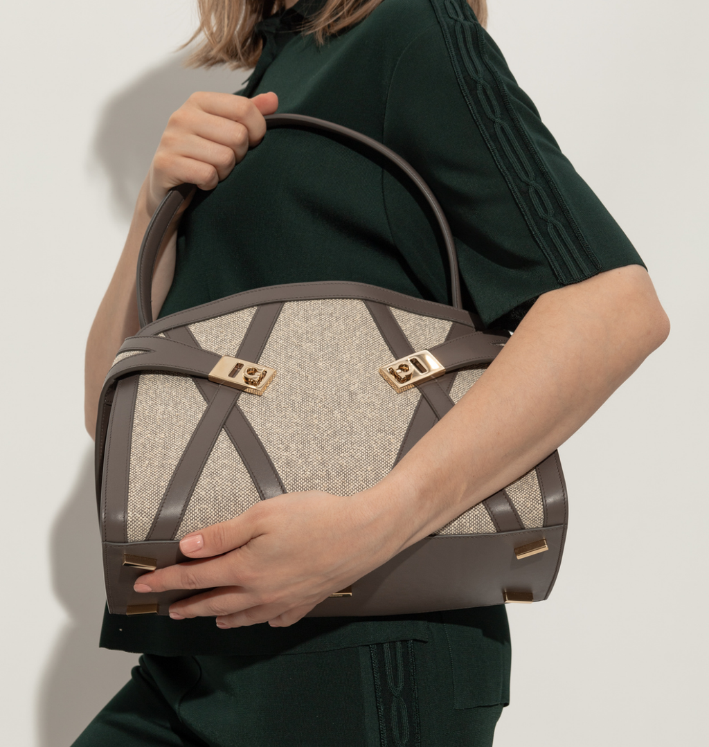 FERRAGAMO Hug Leather-trimmed Tote Bag