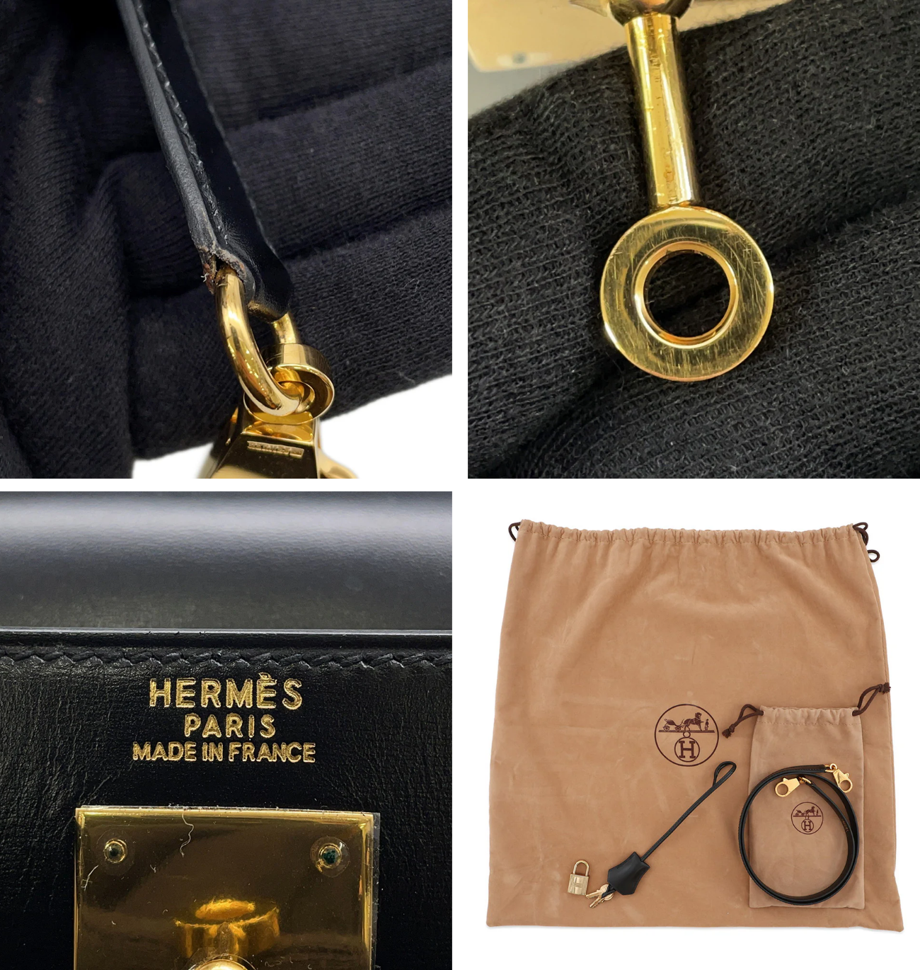 HERMES Kelly 32 Sellier Black Box Calf Leather